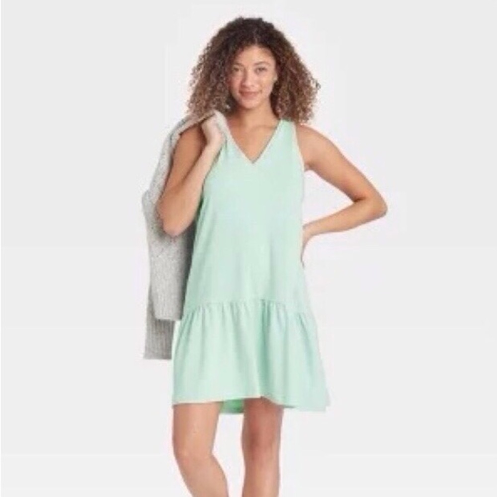 A New Day Women's Mint Green Maxi Women’s Sleeveless Dress size XL Ruffled Hem
